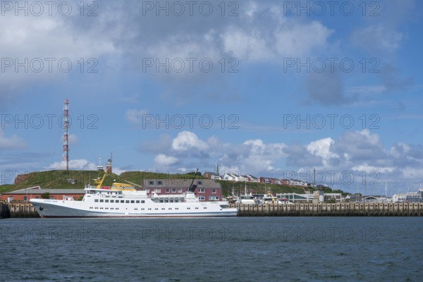 View from south-east to harbour facilities, Unterland and Oberland, offshore island Helgoland,