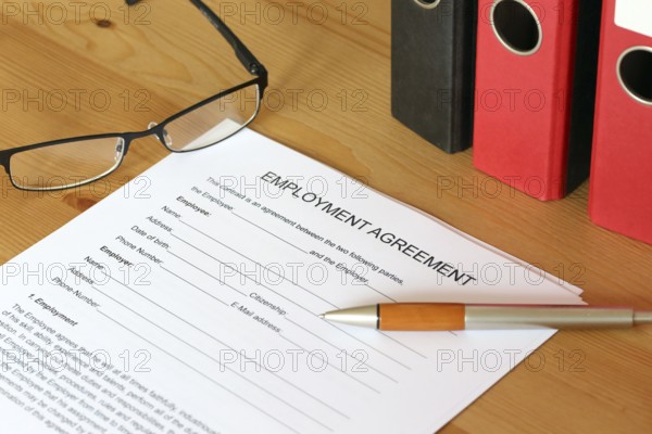 Blank form of an employment contract in English