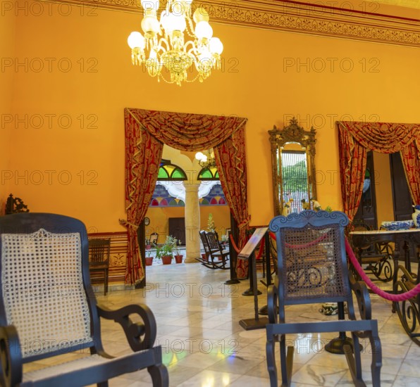 Interior of Spanish colonial house from 19th century, Centro Cultural Casa Numero 6, Campeche city,