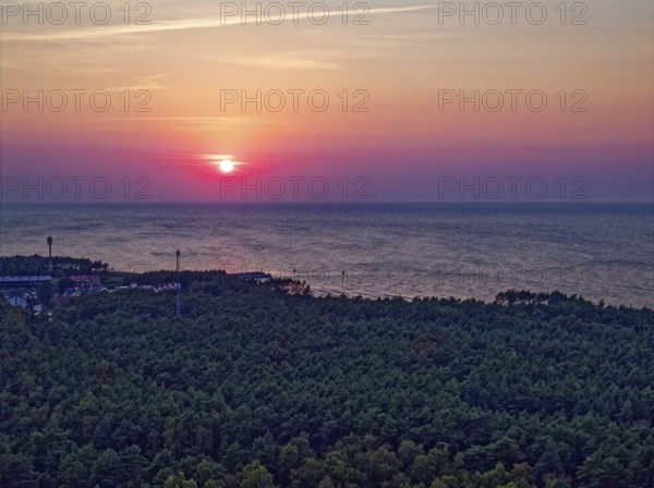 Sunset over the Baltic Sea at the Slowinski National Park, Slowinski Park Narodowy, in northern