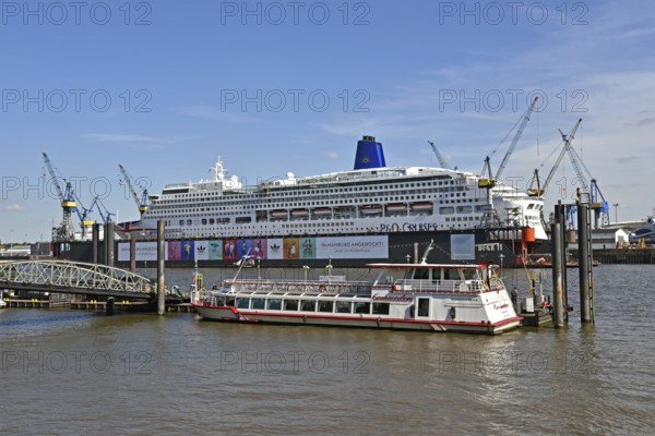 Europe, Germany, Hanseatic City of Hamburg, harbour, Elbe, view to floating dock 11, passenger ship