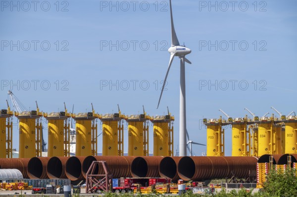 Transhipment centre for offshore wind turbines, which are transported here by the manufacturer and