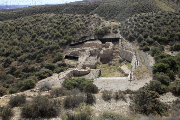 Entrance and defensive walls Los Millares prehistoric Chalcolithic settlement archaelogical site,
