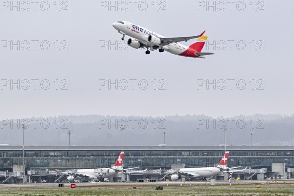 Aircraft Iberia, Airbus A320neo, EC-NFZ, Zurich Kloten, Switzerland, Europe
