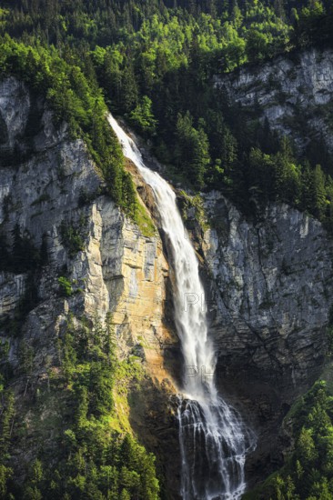 Oltschibach Falls, waterfall in the Bernese Alps, Switzerland, Europe