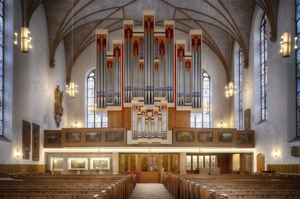 Interior photograph, Rieger organ, Protestant Church of St Catherine, St Catherine's Church,