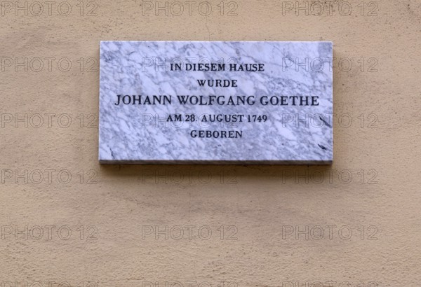 Memorial plaque, information plaque, Goethe House, birthplace of Johann Wolfgang von Goethe, Großer