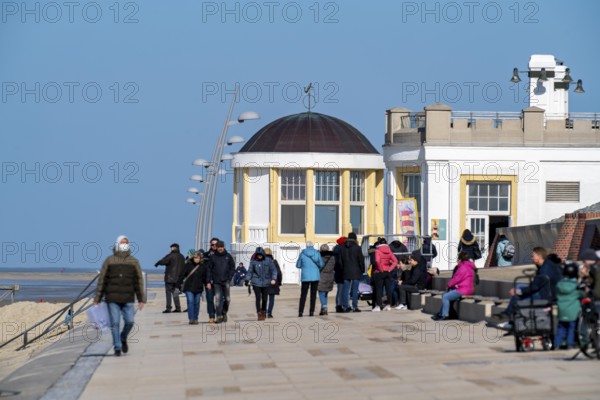 Western beach promenade, music pavilion North Sea island of Borkum, Lower Saxony, Germany, Europe