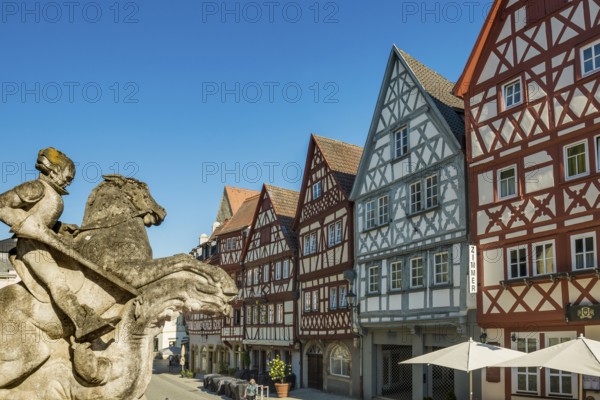 Medieval town, with half-timbered houses, Ochsenfurt, Mainfranken, Lower Franconia, Franconia,