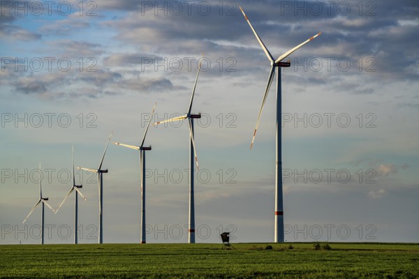 RWE wind farm near Bedburg, at the Garzweiler opencast mine, on recultivated part of the opencast