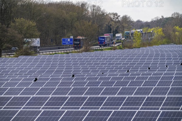 Solar park near Neukirchen-Vluyn, along the A40 motorway, over 10, 000 solar modules spread over 4