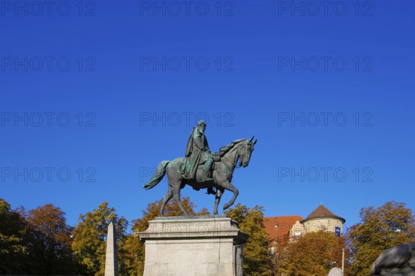 Monument to Emperor Wilhelm I on Karlsplatz, historical square, equestrian statue, sculpture, large