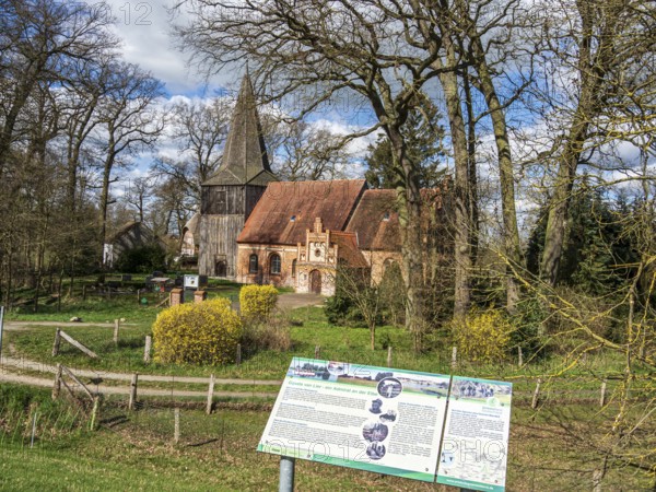 Early spring at the church of Modlich, located a the Elbe cycle route between Domitz and Lenzen,