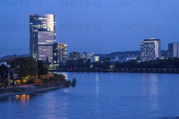 Skyline Bonn on the Rhine, in front the UNFCCC Secretariat of the Framework Convention on Climate