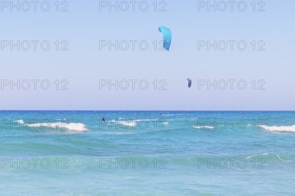 Kitesurfing, Episkopi beach, Rethymno, Crete, Greek Islands, Greece, Europe