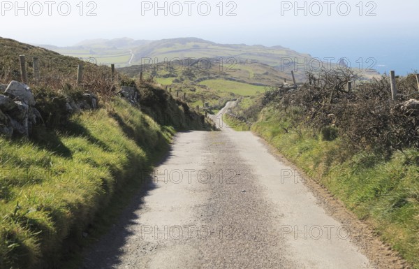 Long country lane road on Cape Clear Island, County Cork, Ireland, Irish Republic, Europe