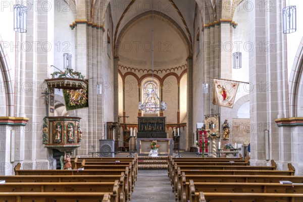 Interior of the collegiate church of St Castor in Karden, Treis-Karden, Rhineland-Palatinate,