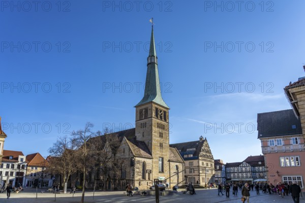St Nicolai's Church and the Wedding House in Hamelin, Lower Saxony, Germany, Europe