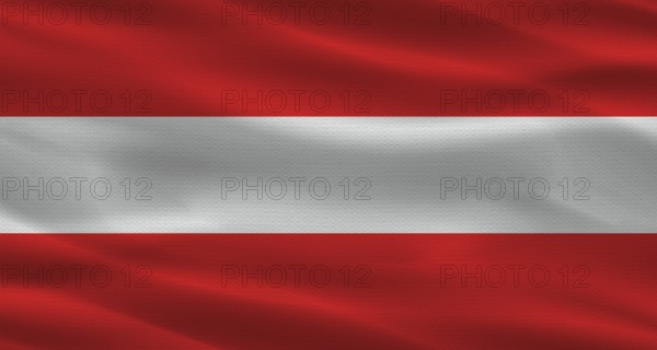 Austria flag with fabric texture waving. Close up of flag of Austria with cloth texture