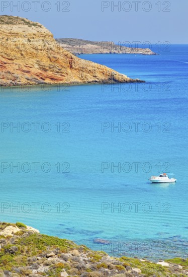 View of Provatas bay, Milos Island, Cyclades Islands, Greece, Europe