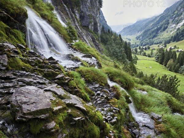 Cascades from the Jungibach Falls, Gental, Canton Bern, Switzerland, Europe