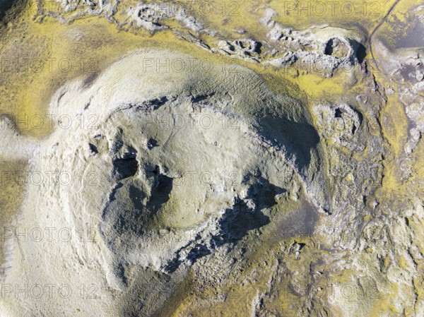 Moss-covered Laki crater or Lakagígar, series of craters, aerial view, interior highlands of