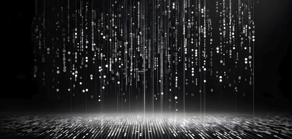 Abstract animation of binary code cascading down like digital rain, representing data insights in