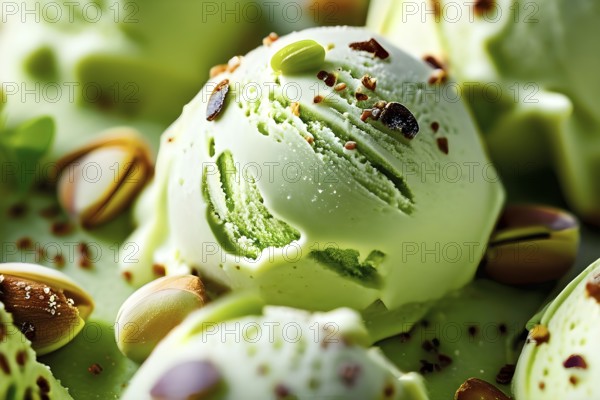 AI generated pistachio ice-cream glazed with the characteristic creamy sheen