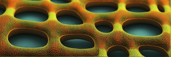 Nano material inspired by gecko feet with intricate patterns and vibrant colors representing