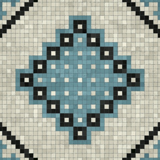 Mosaic tiles decorative background, seamless repeating vector pattern template for wallpaper,