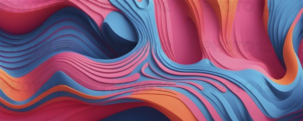 Seamless abstract pattern of vector fluid curved lines creating a dynamic ripple effect in vibrant