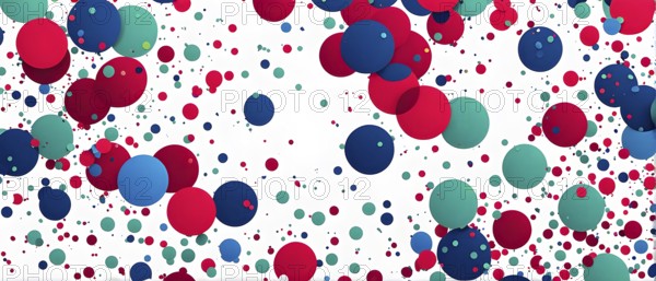 Abstract New Years Eve confetti explosion, with minimalist colored squares and circles falling