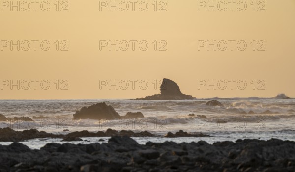 Evening mood, Marino Ballena National Park, coast with waves, South Pacific Ocean, Puntarenas
