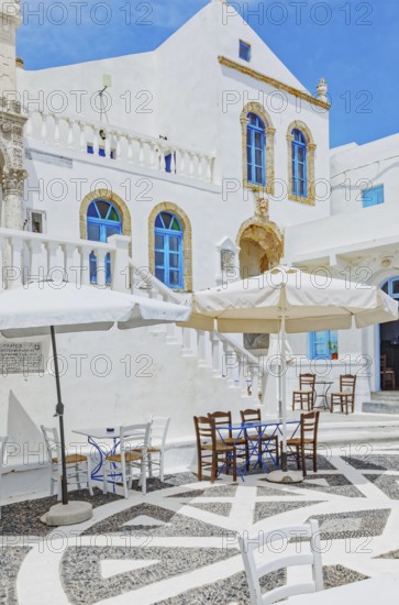The picturesque main square of Nikia village, Nikia, Nisyros Island, Dodecanese Islands, Greece,
