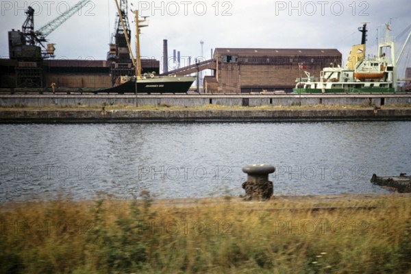 Harbour activity ships in dock, Cardiff Docks, Glamorgan, South Wales, UK 1972