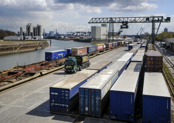 Cologne, North Rhine-Westphalia, Germany - Port of Cologne Niehl, combined transport and handling,