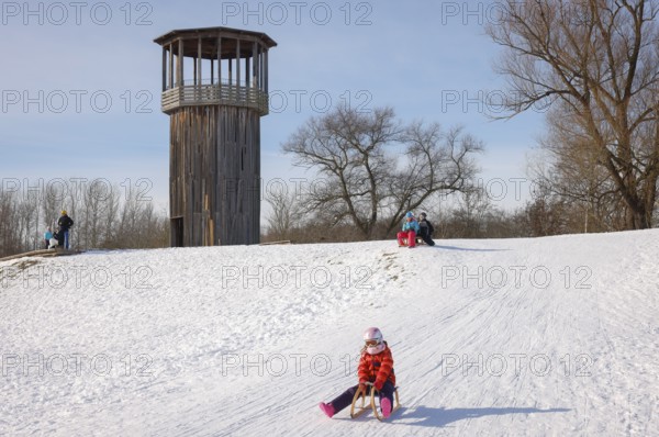 Recklinghausen, North Rhine-Westphalia, Germany - Sunny winter landscape in the Ruhr area, Emscher