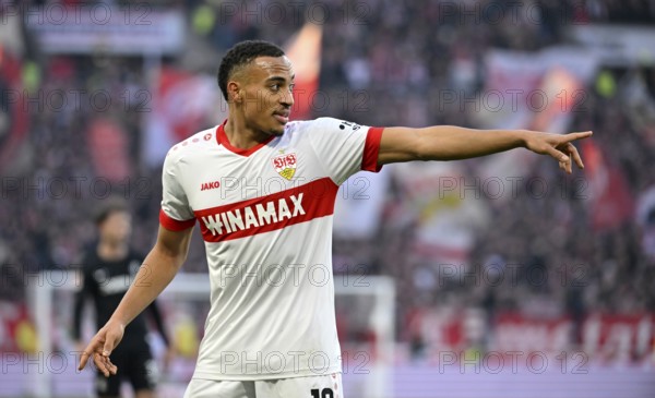 Jamie Leweling VfB Stuttgart (18) Gesture Gesture MHPArena, MHP Arena Stuttgart, Baden-Württemberg,