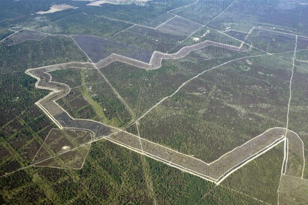Aerial view, Wittstock-Ruppiner Heide, Bombodrom, Red Army, firing range, bombing range, GDR,