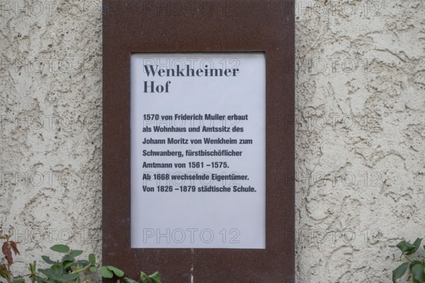 Information board at the Wenkheimer Hof, Iphofen, Lower Franconia, Bavaria, Germany, Europe