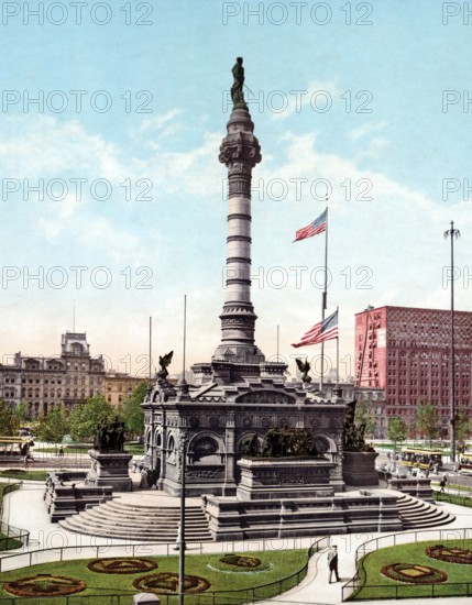 Soldiers and Sailors Monument, Cleveland, Ohio, United States, 1890, Historic, digitally restored