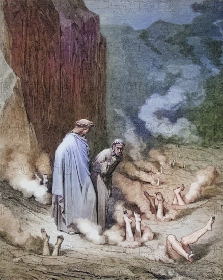 Illustration by Gustave Dore (1832-1883) for Inferno for Dante's Inferno, the Divine Comedy by