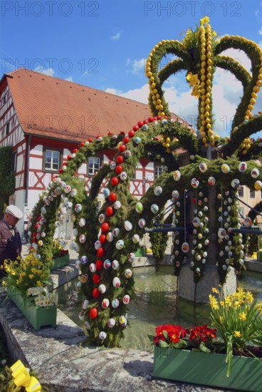 Easter custom, Easter fountain in Franconian Switzerland, detail, here in Heiligenstadt, district