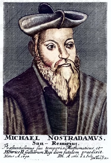 Nostradamus (Michel de Notradame 1503-1556) . French physician and astrologer, Historical,