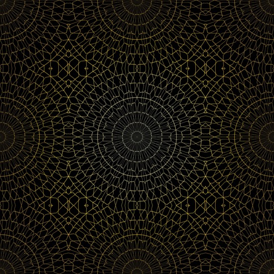 Geometric gold lace seamless pattern. Arabic tile lattice vector background.