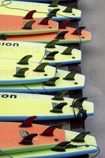 Surfboards, fins, surfing facility in the city centre of Rotterdam, Rif010, supposedly the world's