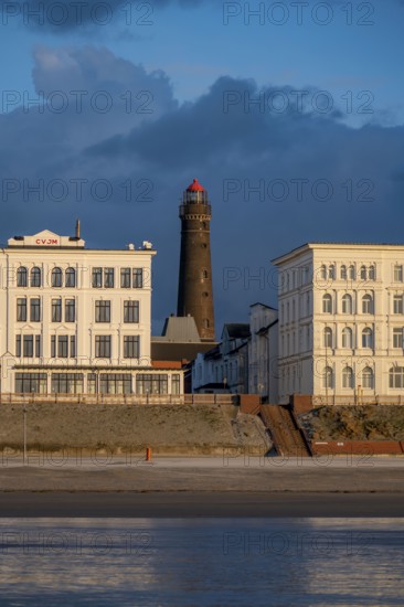 Skyline of the North Sea island of Borkum, YMCA Guest House, Borkum Specialist Clinic, New