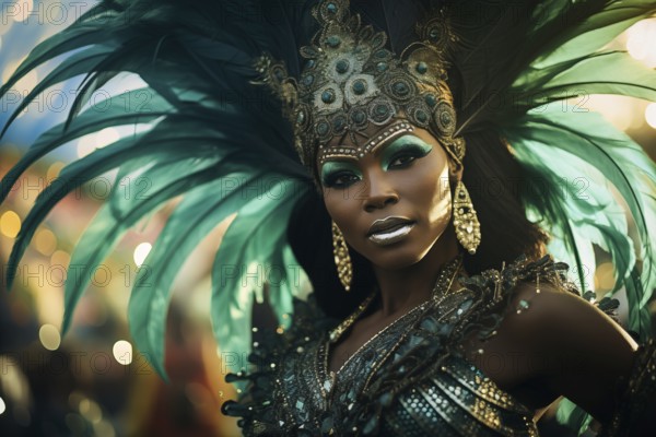 Captivating image capturing the essence of the Rio Carnival, showcasing a dancer adorned in an