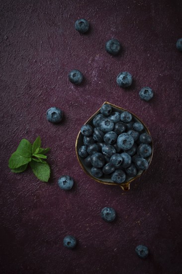 Fresh berries, Blueberries, on a maroon background, food concept, vertical, no people