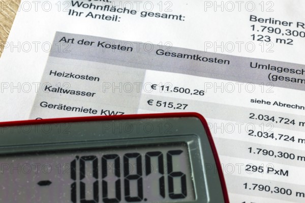 Symbolic image of service charges: Close-up of a symbolic service charge statement